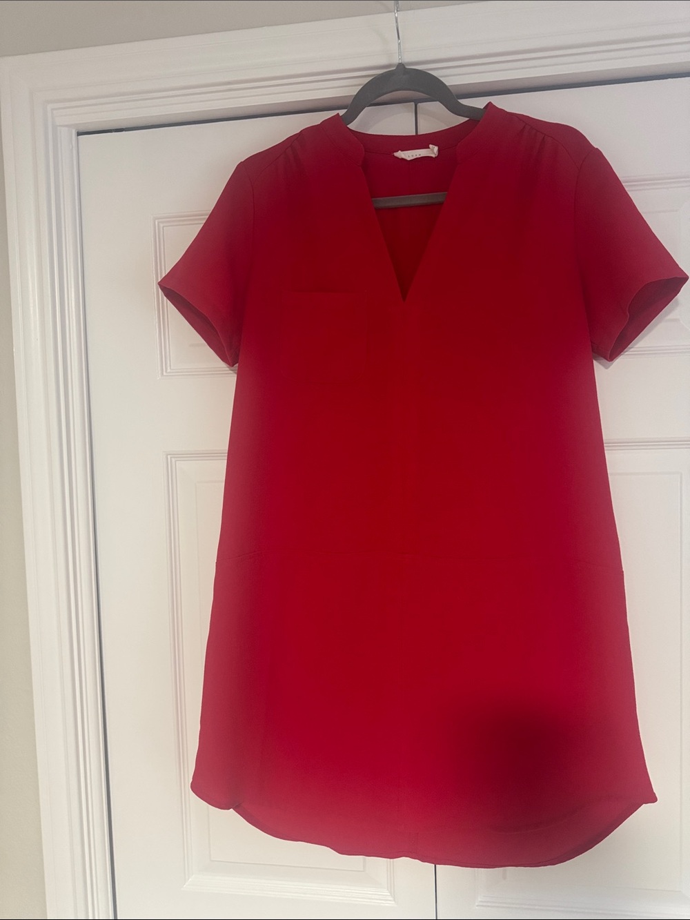 Lush Red Split-Neck Dress (Size S)